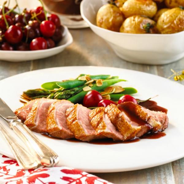 Festive Duck Breast with a Spiced Cherry Brandy Sauce Recipe