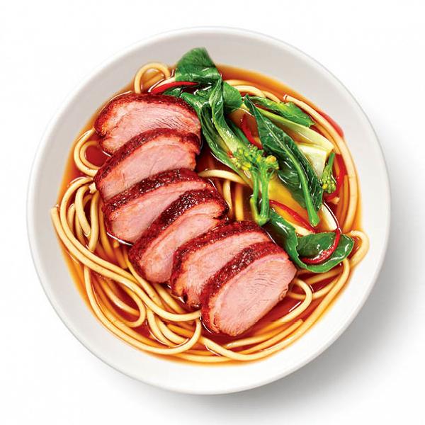 Peking Duck Breast with Broth, Soba Noodle and Greens Recipe