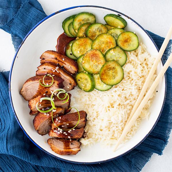 Peking Duck With Rice And Spicy Cucumber Salad Recipe