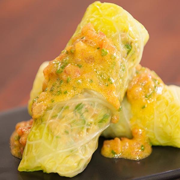 Roasted Duck Leg Stuffed Cabbage Leaves Recipe