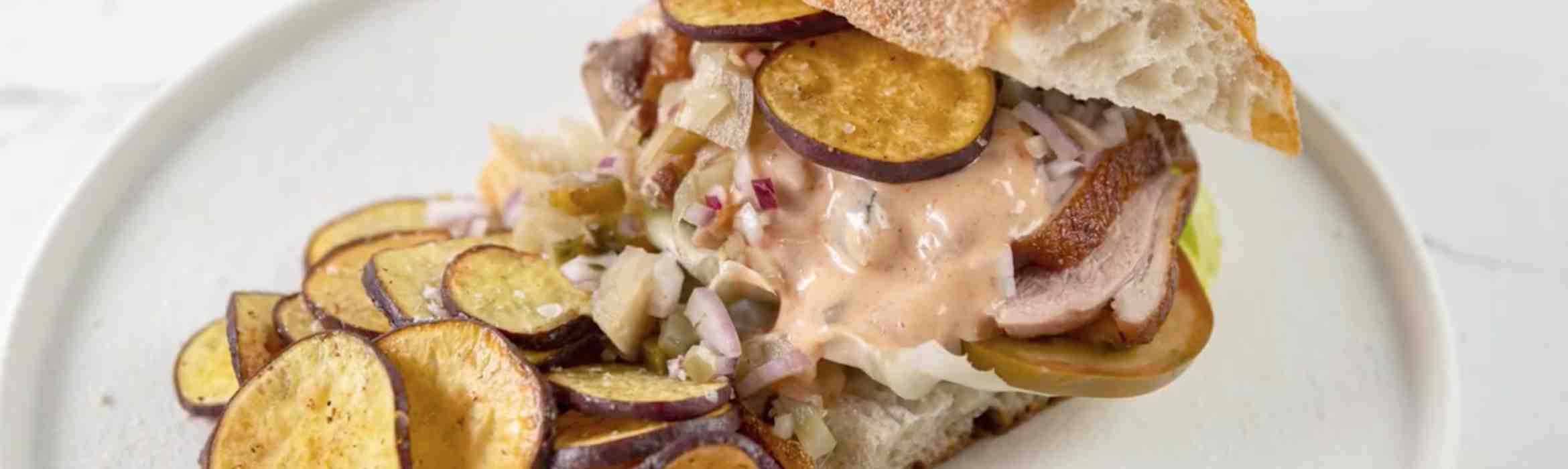 Duck Sandwich with Sweet Potato Chips Recipe