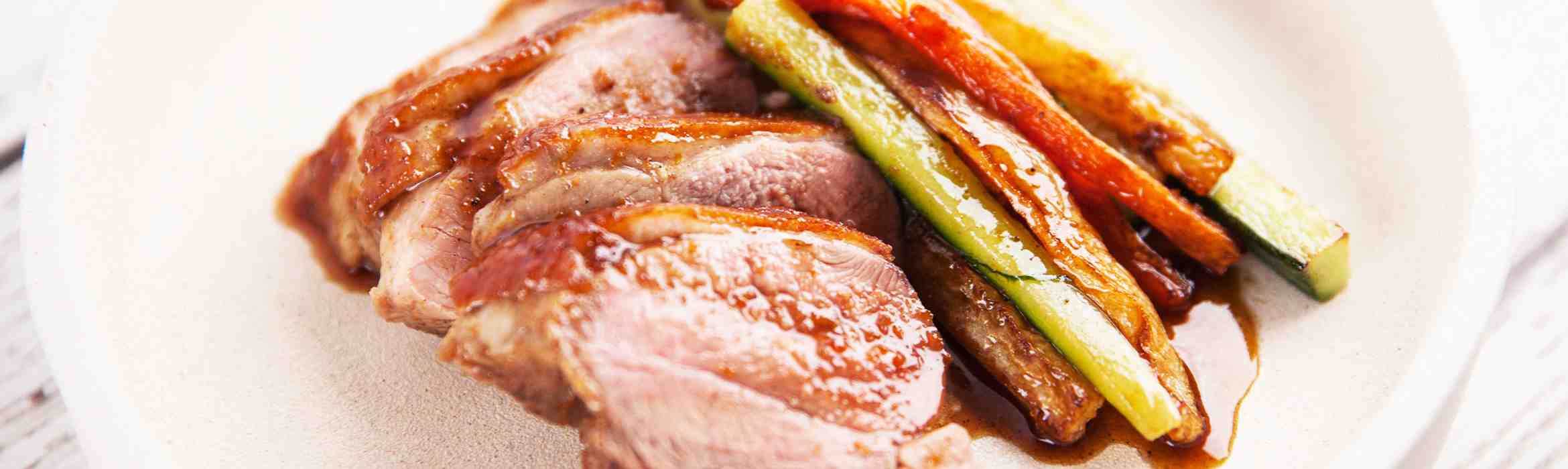 Honey Soy Duck Breast with Seared Vegetables Recipe