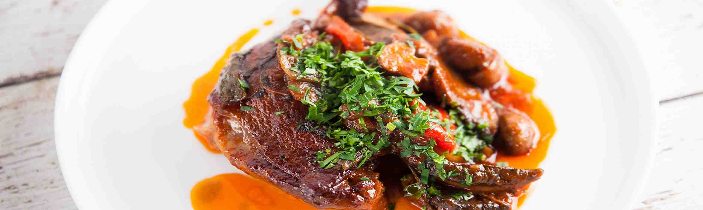 Slow Cooked Duck Legs with Mushrooms & Red Wine Recipe