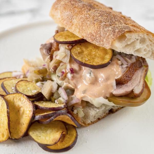 Duck Sandwich with Sweet Potato Chips Recipe