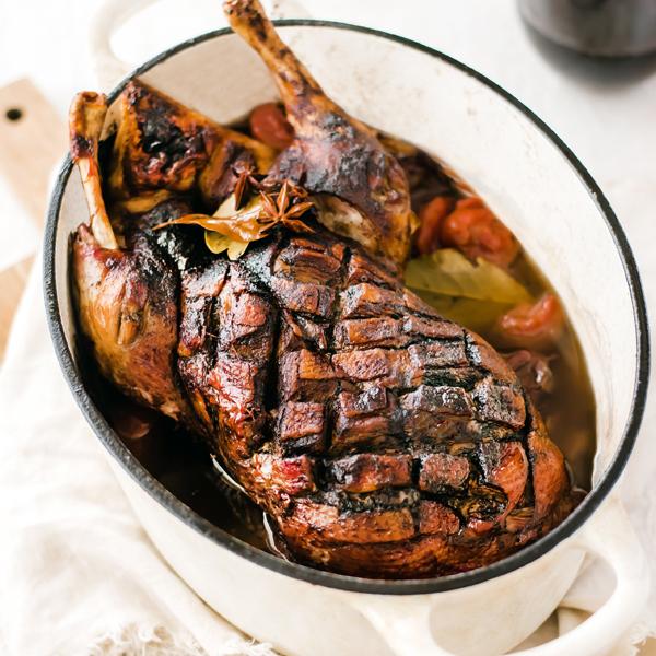 Roast Spiced Duck with Plums Recipe