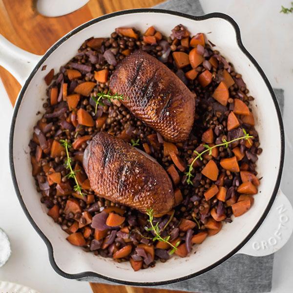 Red Wine Braise Duck Breast with French lentils Recipe