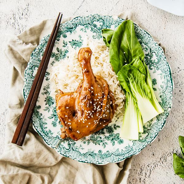 Sticky Glazed Duck with Asian Greens Recipe