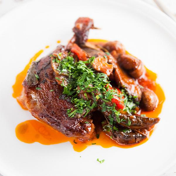 Slow Cooked Duck Legs with Mushrooms & Red Wine Recipe