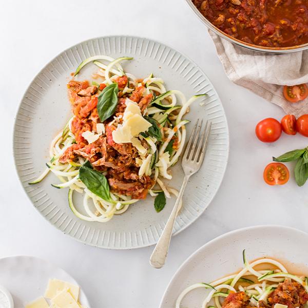 Slow Cooked Duck Breast Ragu with Zucchini Noodles Recipe