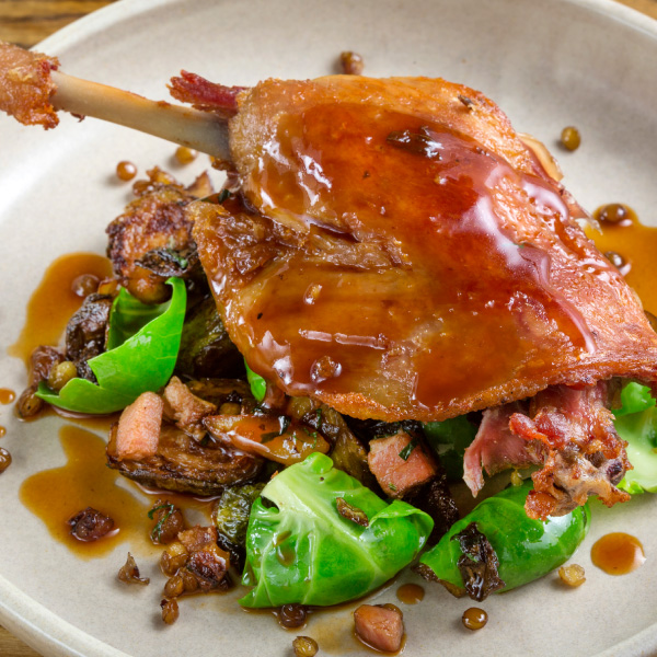 Confit Duck With Lentils And Brussel Sprouts Recipe Sauces Sides Luv A Duck Australia S Favourite Duck