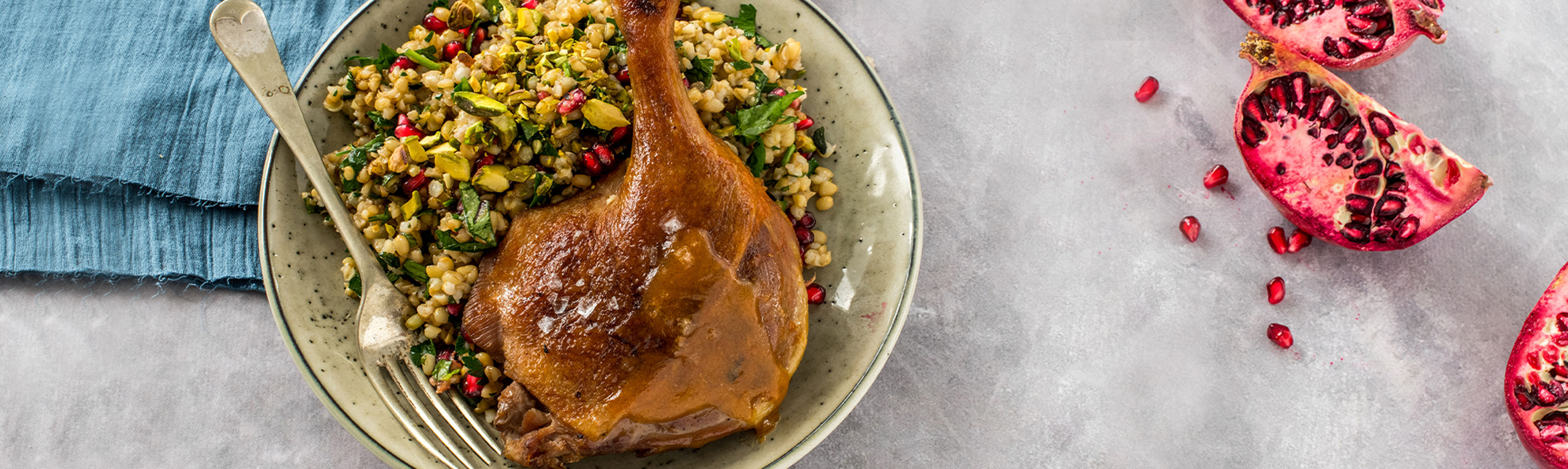 A L’Orange Duck Legs with Freekeh Pistachio Salad Recipe | Luv-a-Duck – Australia’s Favourite Duck
