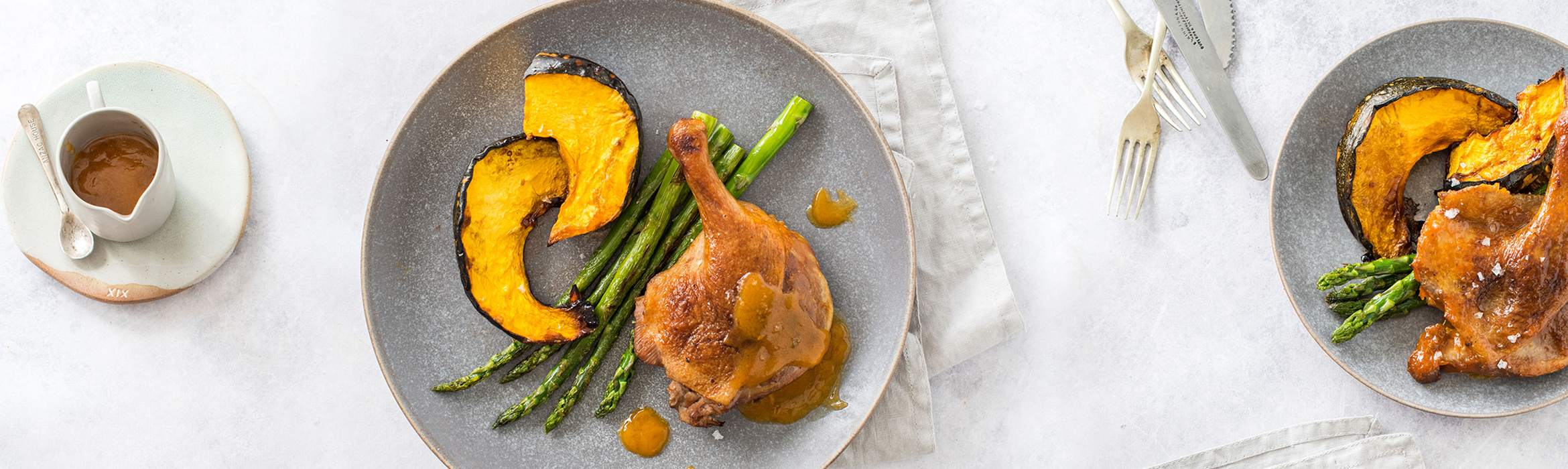 A L’Orange Duck Legs with Roast Pumpkin and Asparagus Recipe | Luv-a-Duck – Australia’s Favourite Du