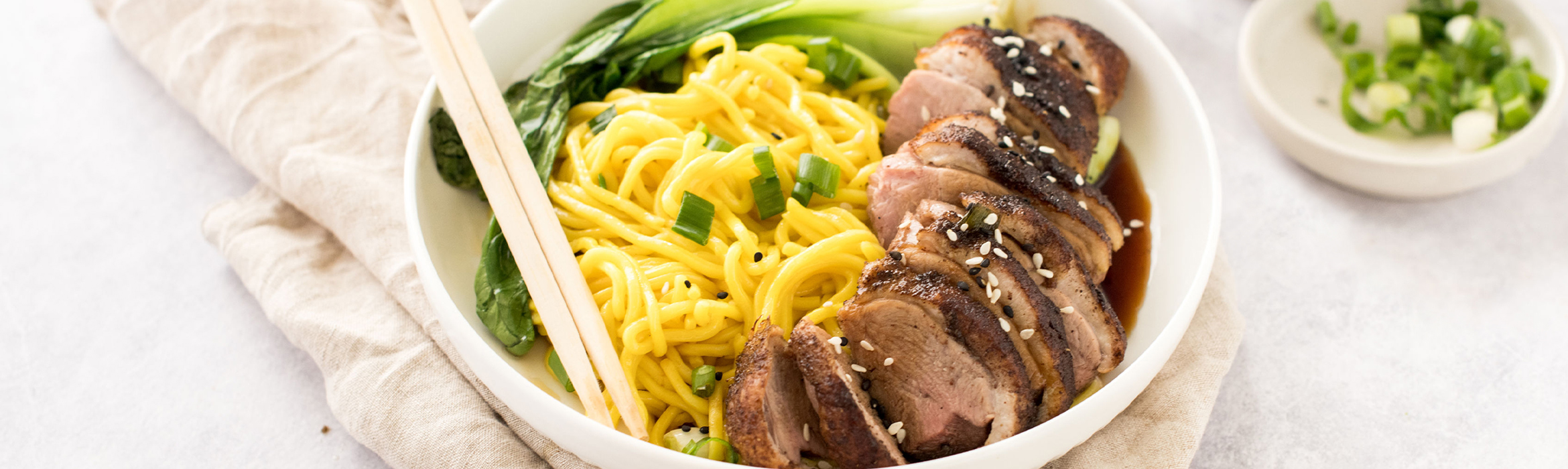 Chinese 5 spice duck with Asian noodles and Bok choy | Luv-a-Duck