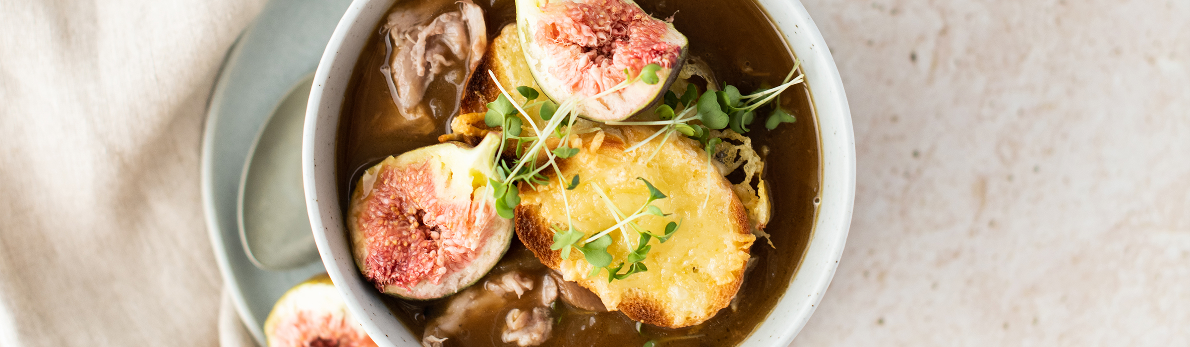 Confit Duck French Onion Soup with Fig & Gruyere Recipe | Luv-a-Duck – Australia’s Favourite Duck