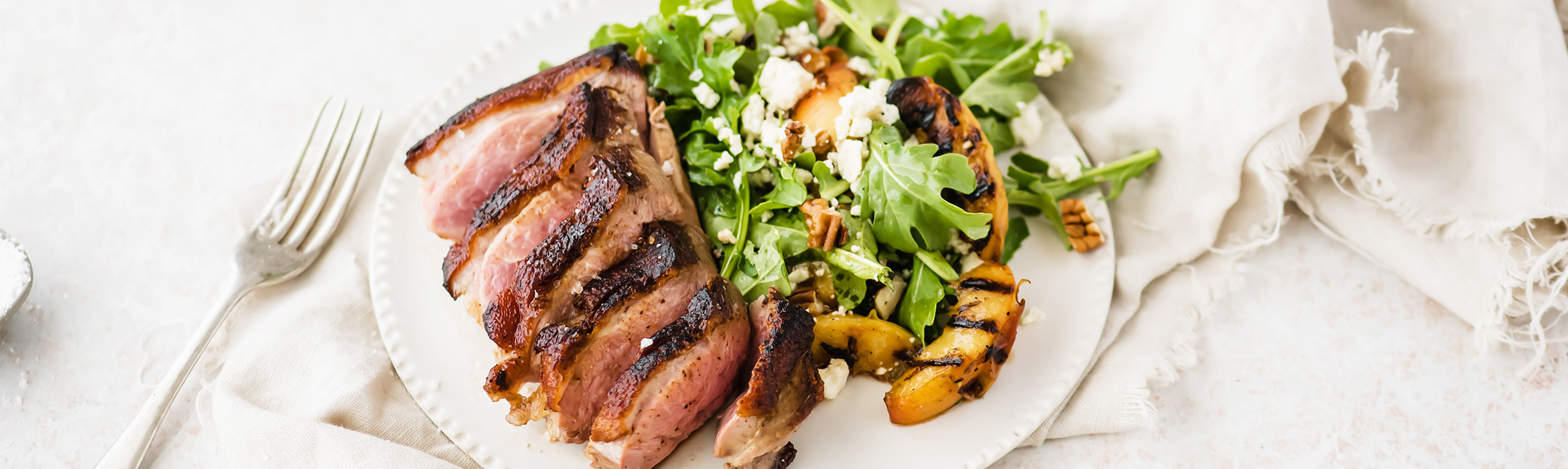 Crispy Skin Duck With Grilled Peach and Pecan Salad Recipe | Luv-a-Duck – Australia’s Favourite Duck