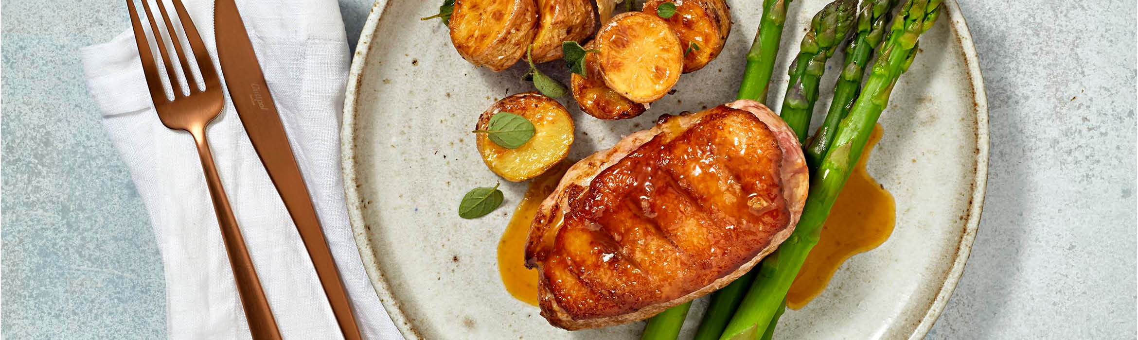 Duck Breast with crushed potatoes, asparagus and sticky marmalade sauce Recipe | Luv-a-Duck – Austra