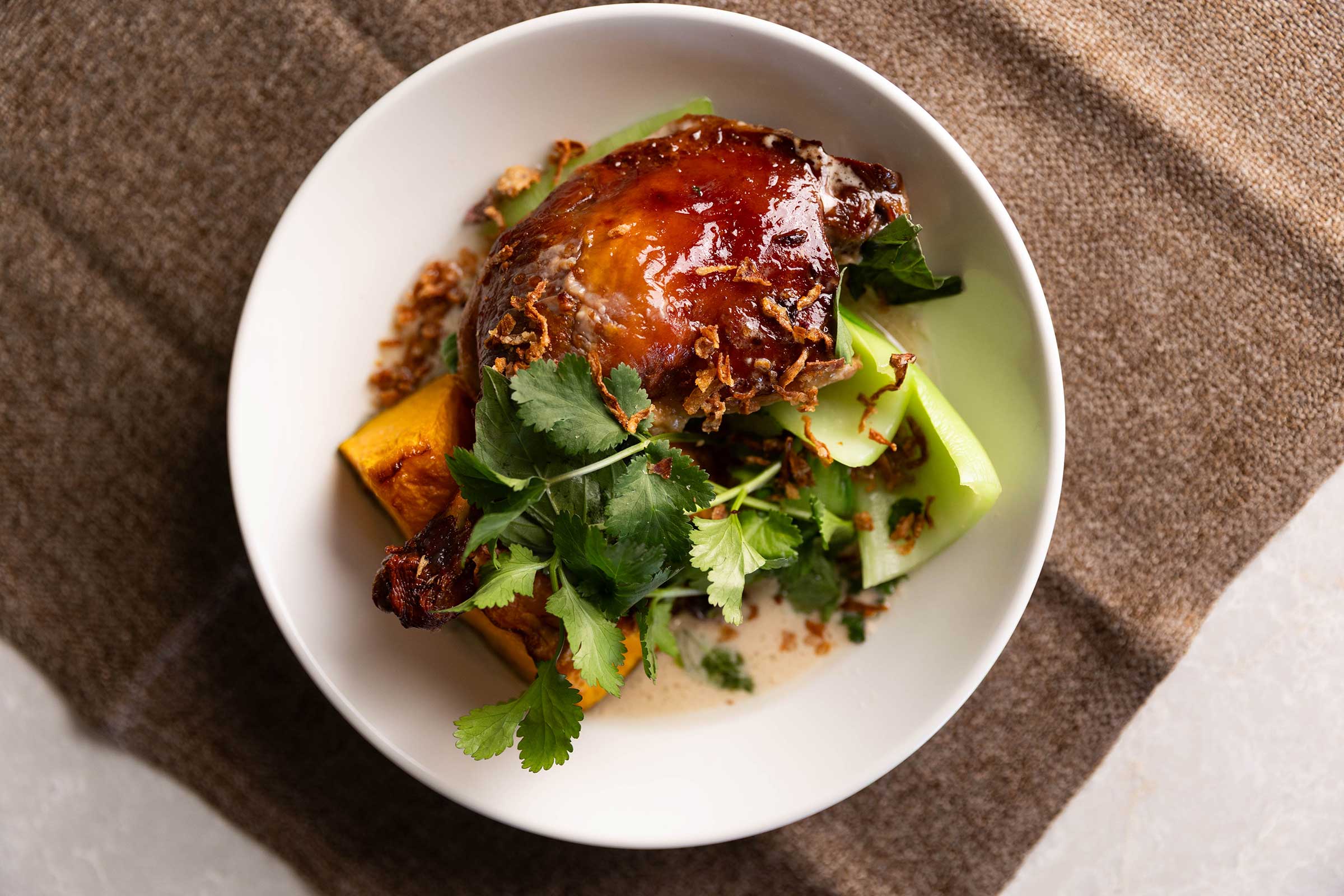 Coconut Braised Duck Legs with Pumpkin Recipe for Food Service & Catering | Luv-a-Duck
